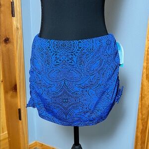 Blue Patterned Ruche Swim Bottoms